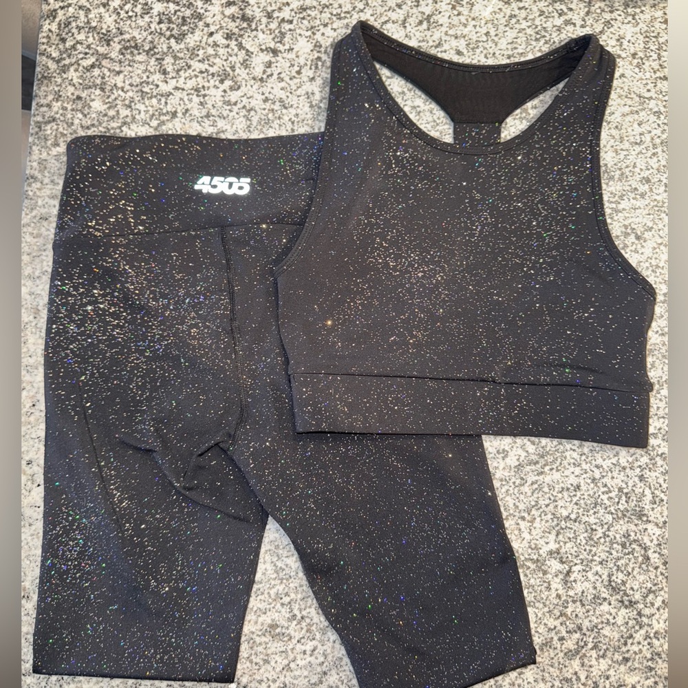 4505 ASOS Performance Set | Black Sparkle | Top US 4 | Bottom US 0